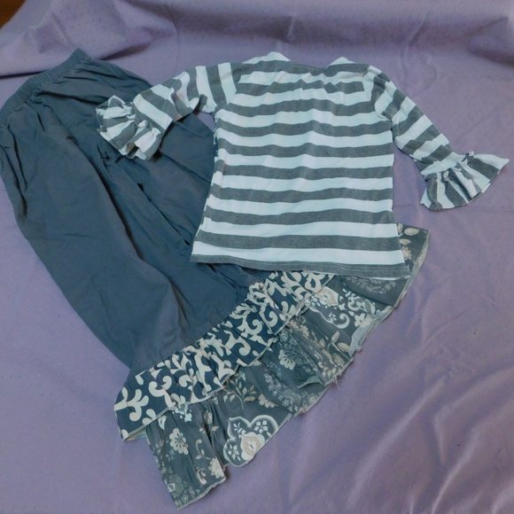 Owls & Bats Gray & Cream 2 piece set pant & top - Picture 5 of 8